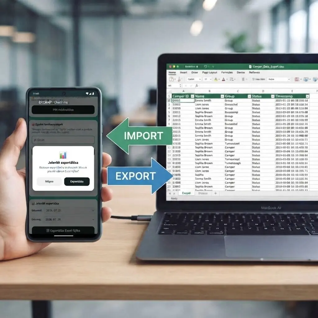Excel import és export képernyőkép